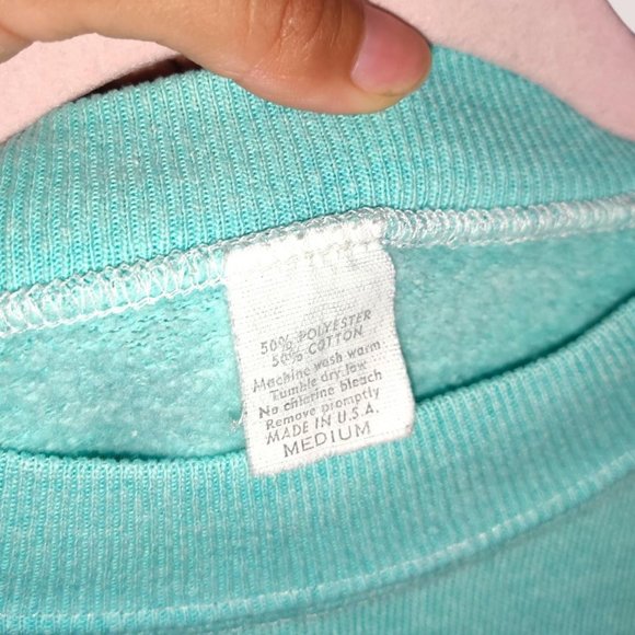 Vintage 90s/80s Blue Holiday Carousel Horse Crewneck Sweater !! - Picture 8 of 8